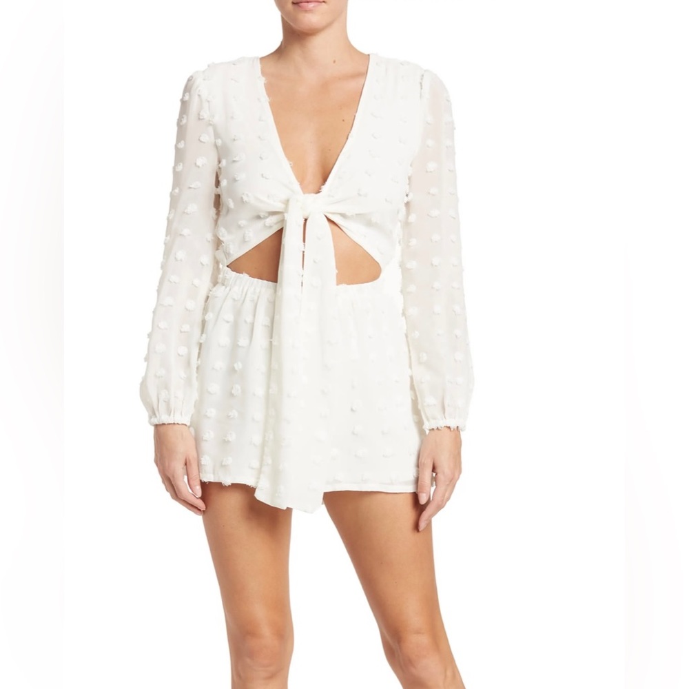 Front Tie Romper in White